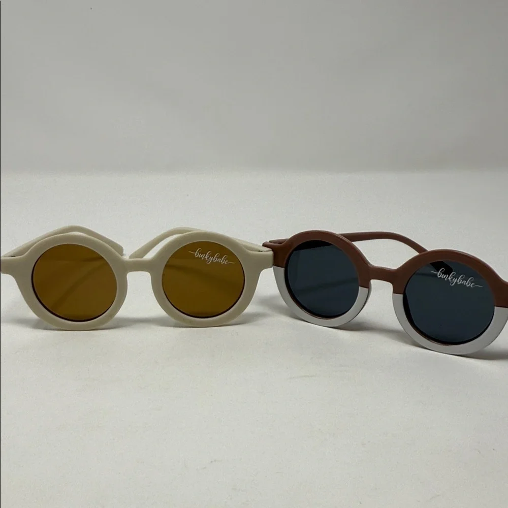Binky Babe Kids Round Sunglasses Set in Cream and Brown (2 different glasses)